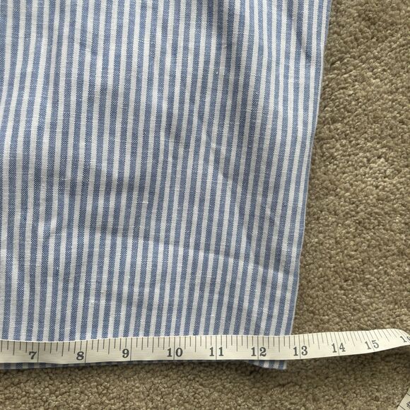 Talbots Linen Crop Pants Womens 14 Wide Leg Striped Blue Side Zip Career Preppy - Picture 7 of 8